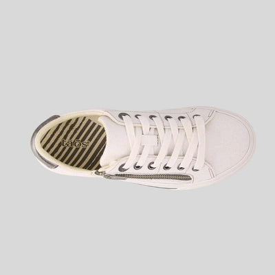 taos shoes white canvas side zip