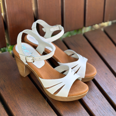 white zeta platform heels