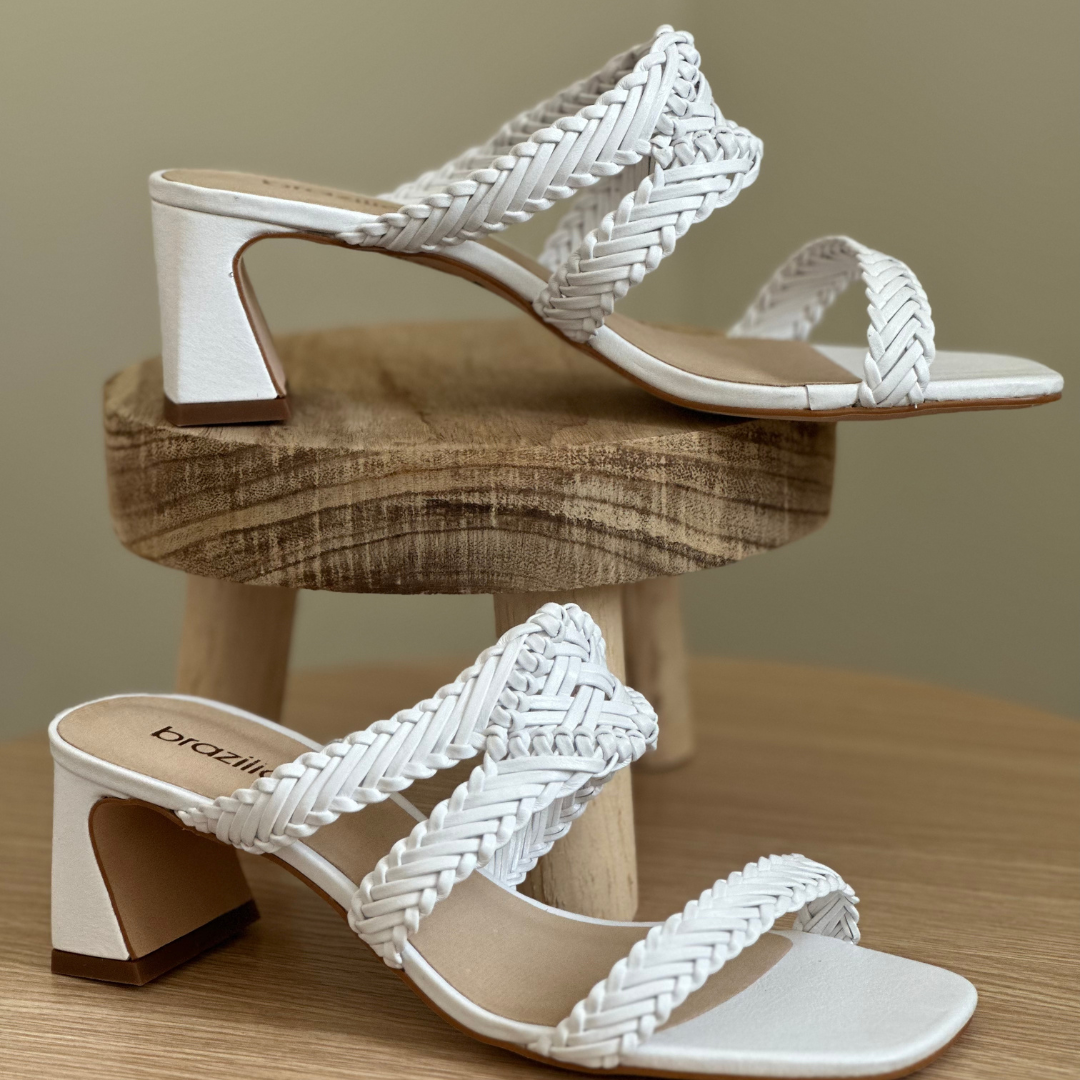 white leather slip on heels