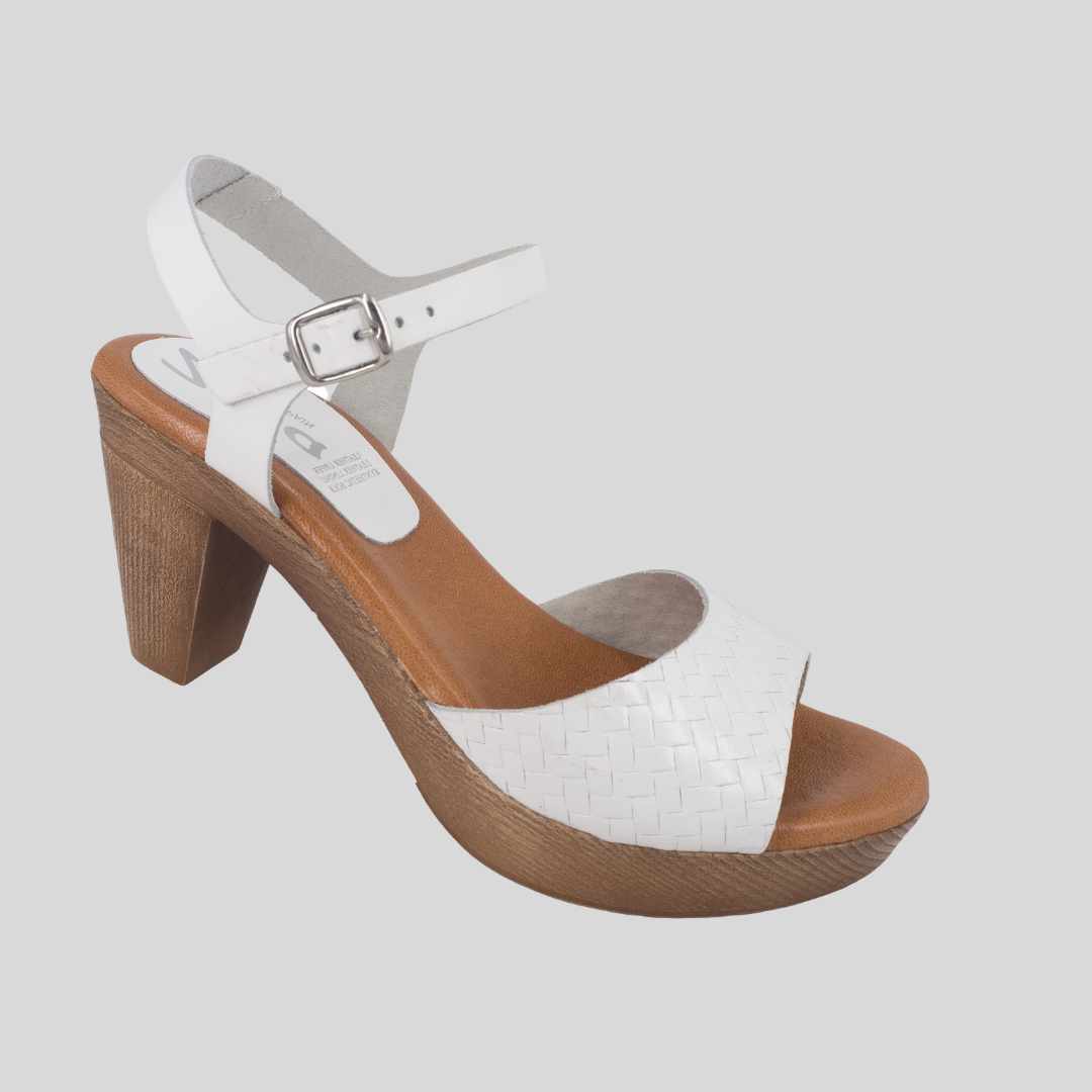 womens white heels with cushioned footbed