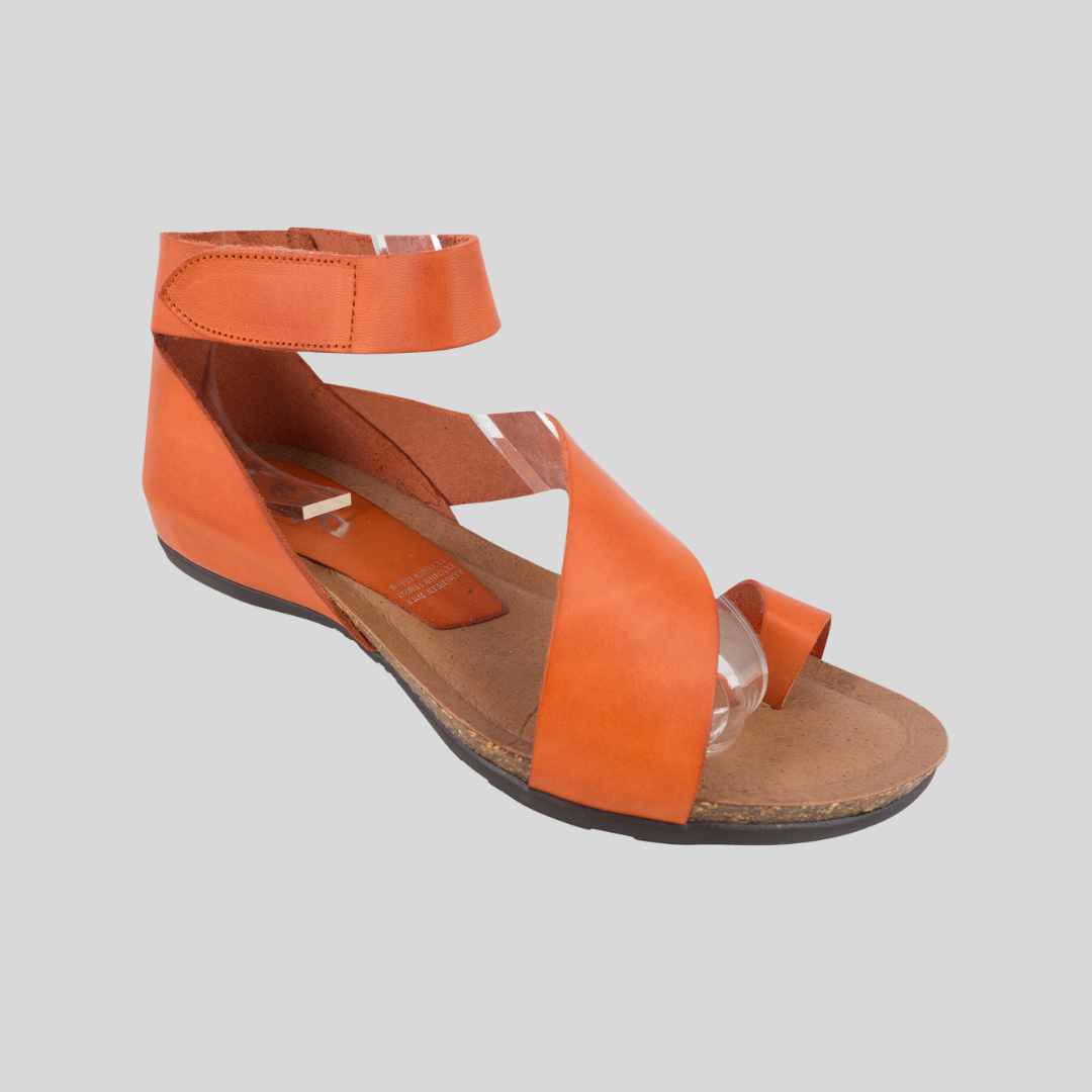 orange flat sandals by zeta 