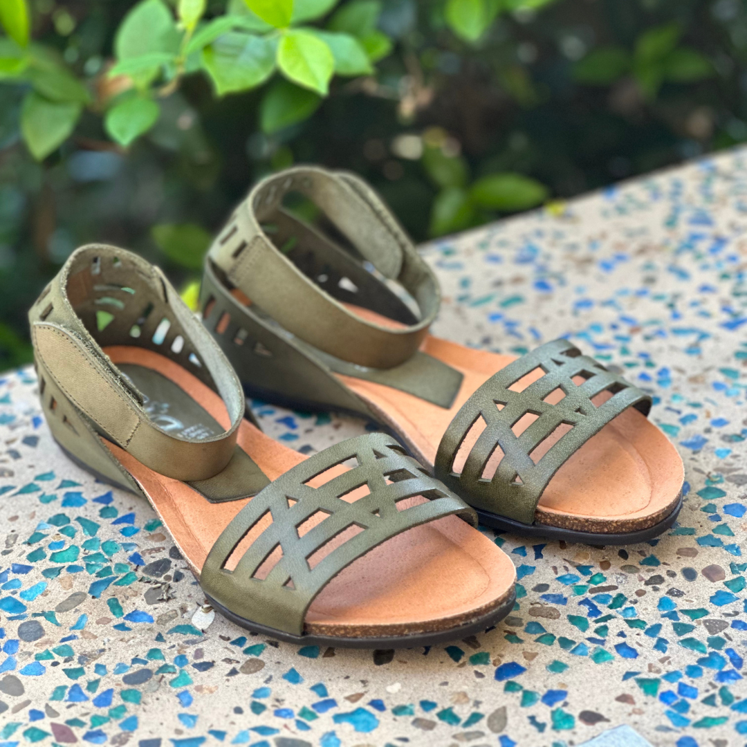 Khaki Green Sandals by Zeta