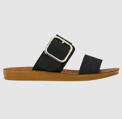 Los Cabos Black slide with buckle on top strap