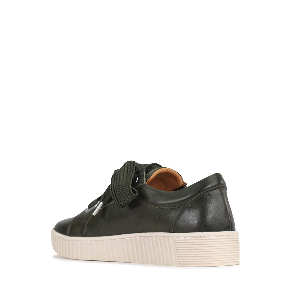 Olive leather sneakers by Eos Footwear