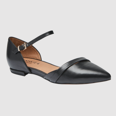 Black leather dress flat pointed toe
