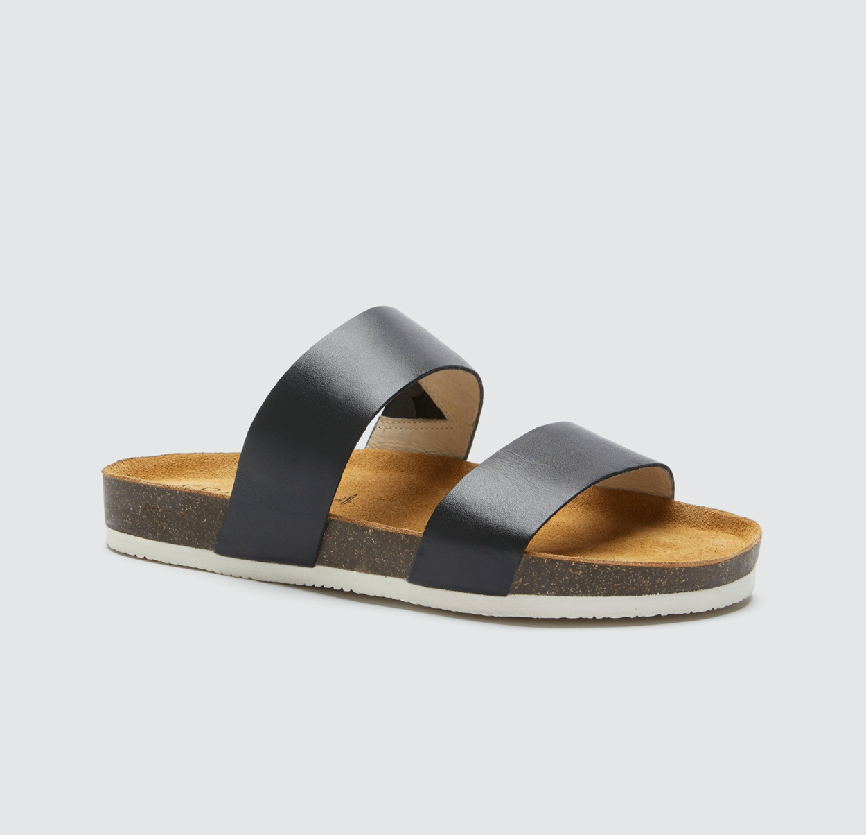 Frankie4 maria black two strap slide with comfort footbed
