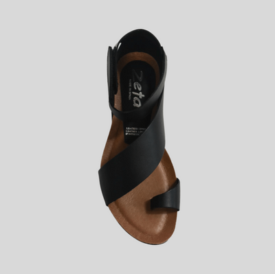 Women's black leather sandal Zeta 