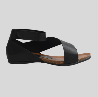 Women's black leather sandal Zeta 