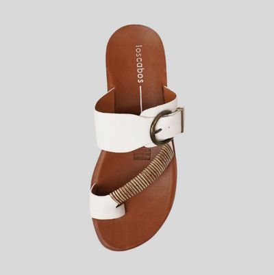 Los Cabos women's white casual slides 