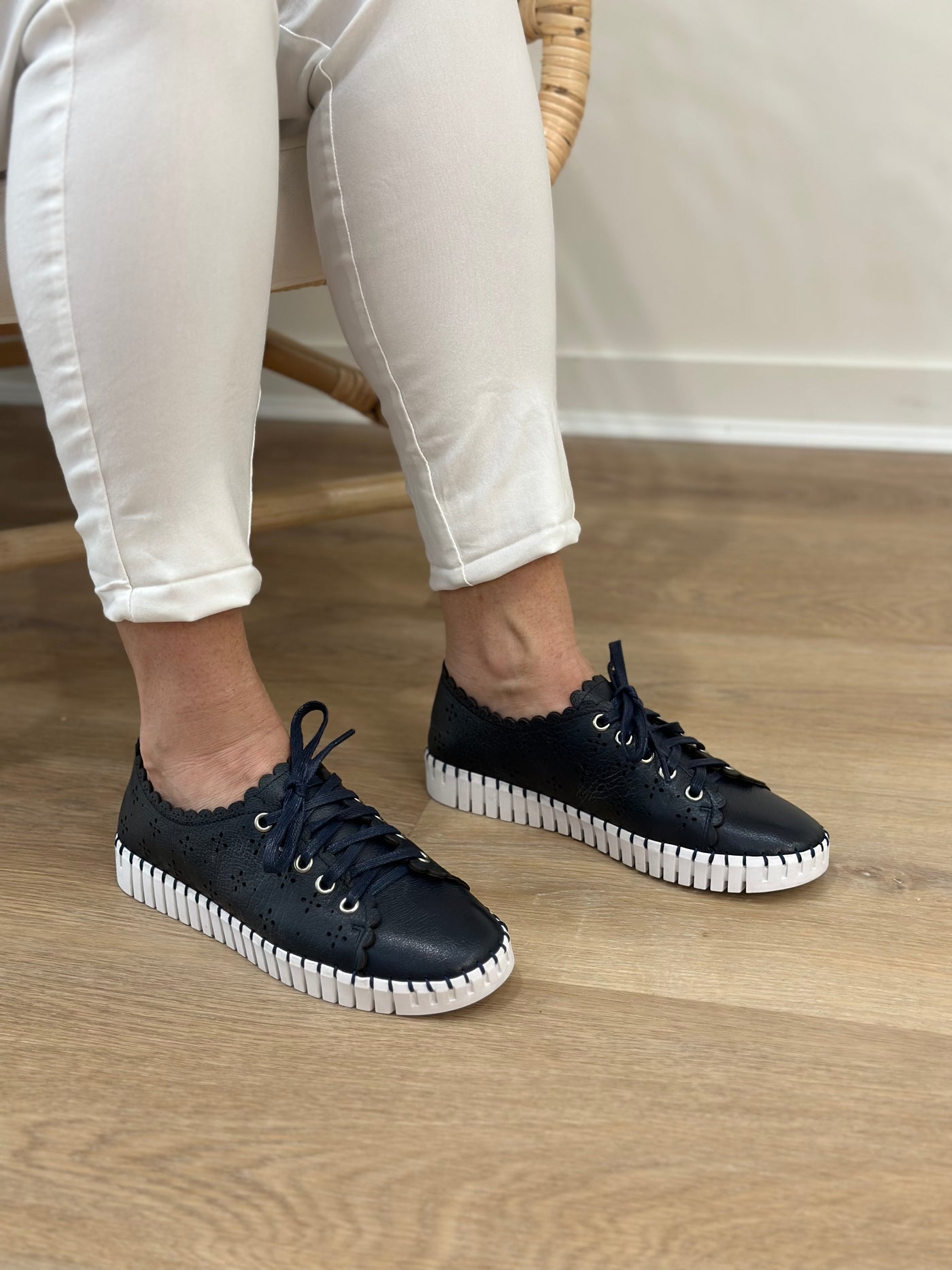Navy leather sneakers by django and Juliette 