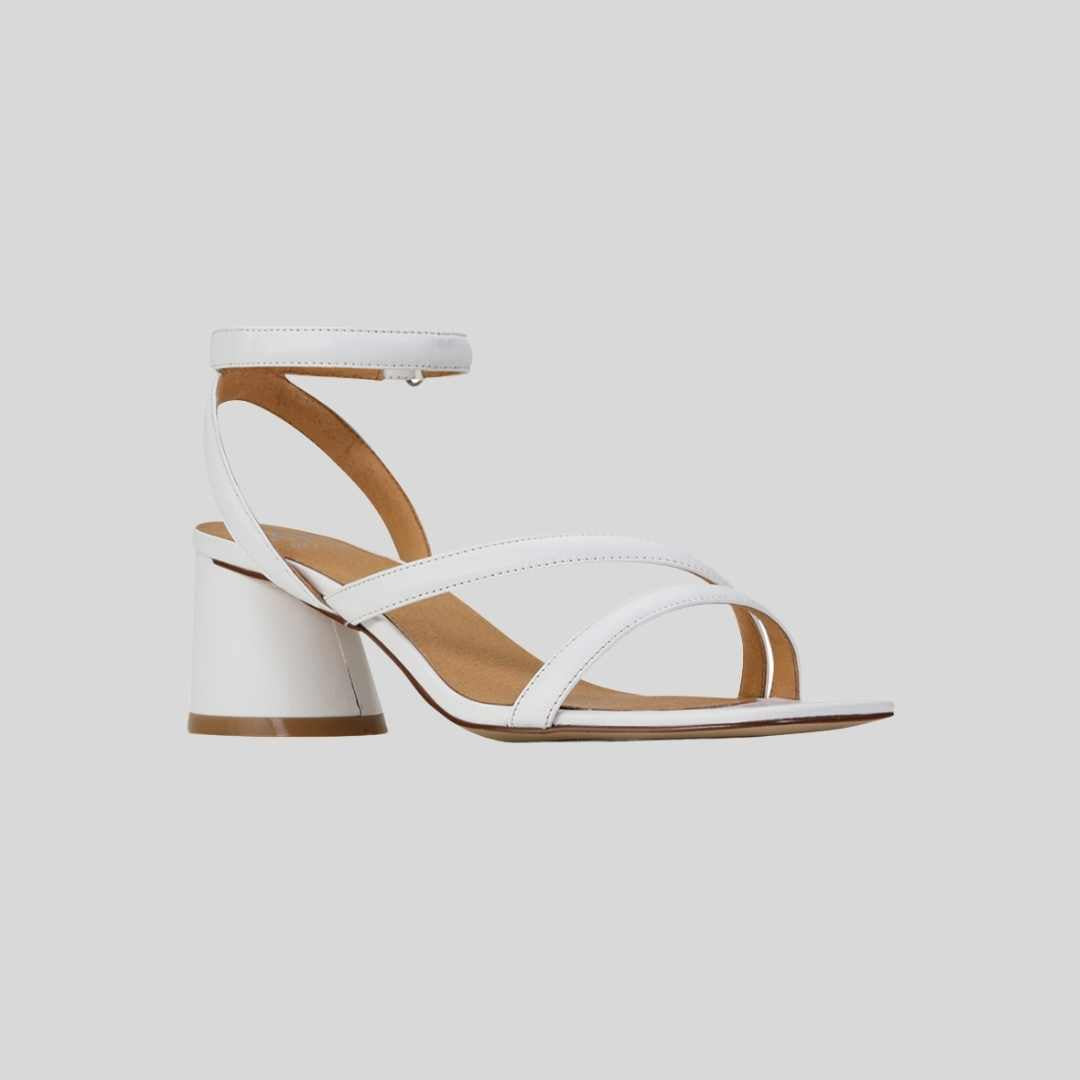 strappy white heels by eos shoes
