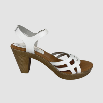 Women's leather white platform heel