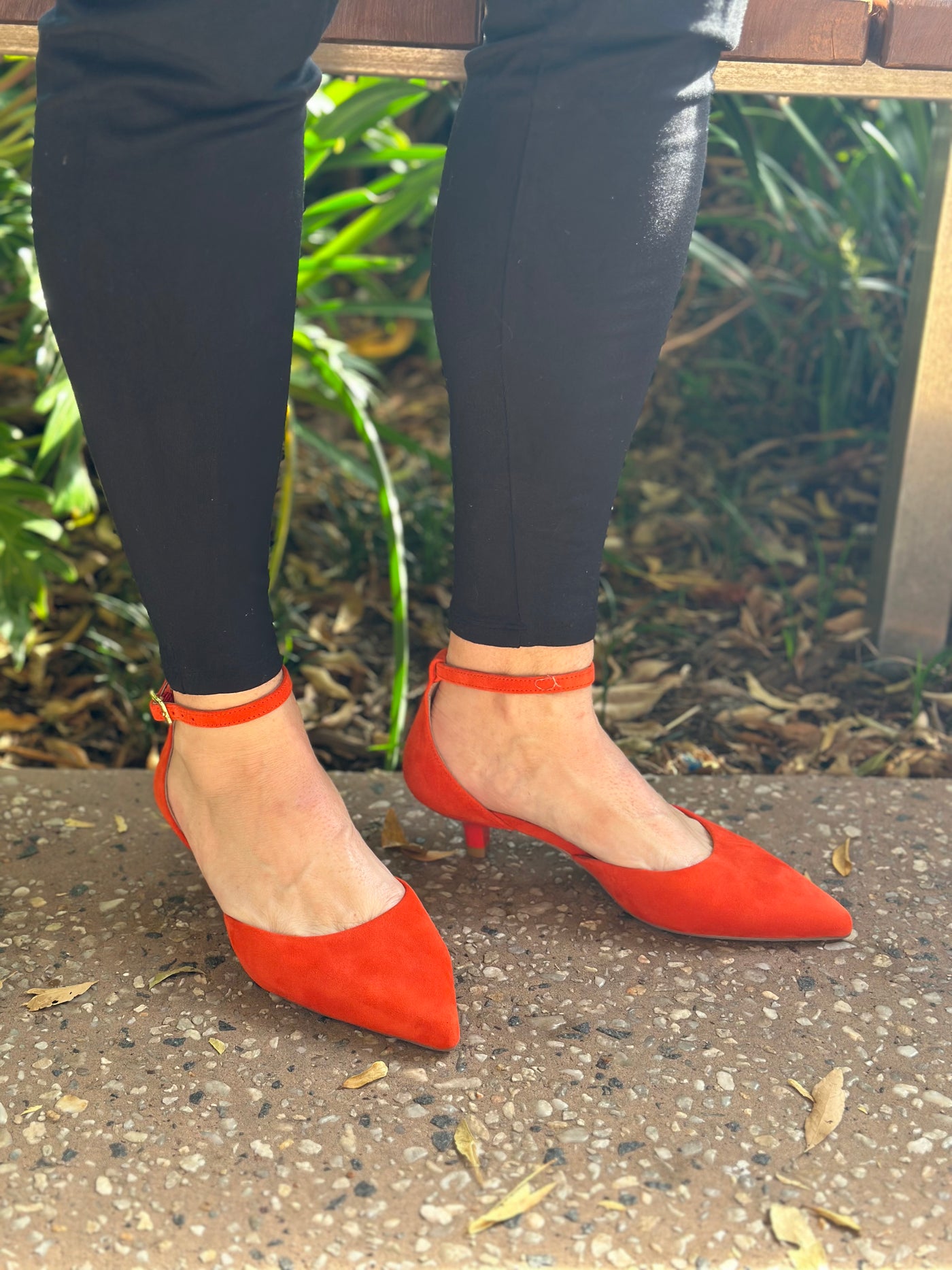 Orange low kitten heels