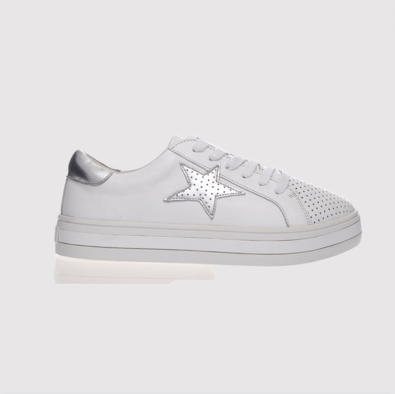 White sneaker with silver star 