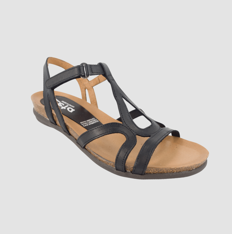 Women's leather black strappy sandal 