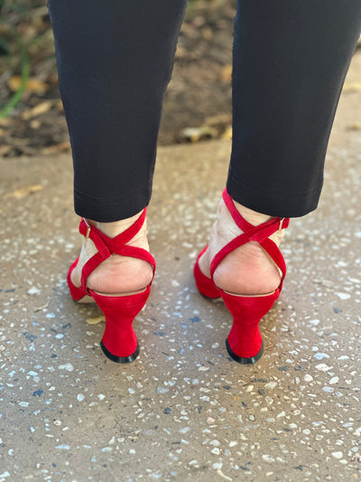 Red 2025 suede heels