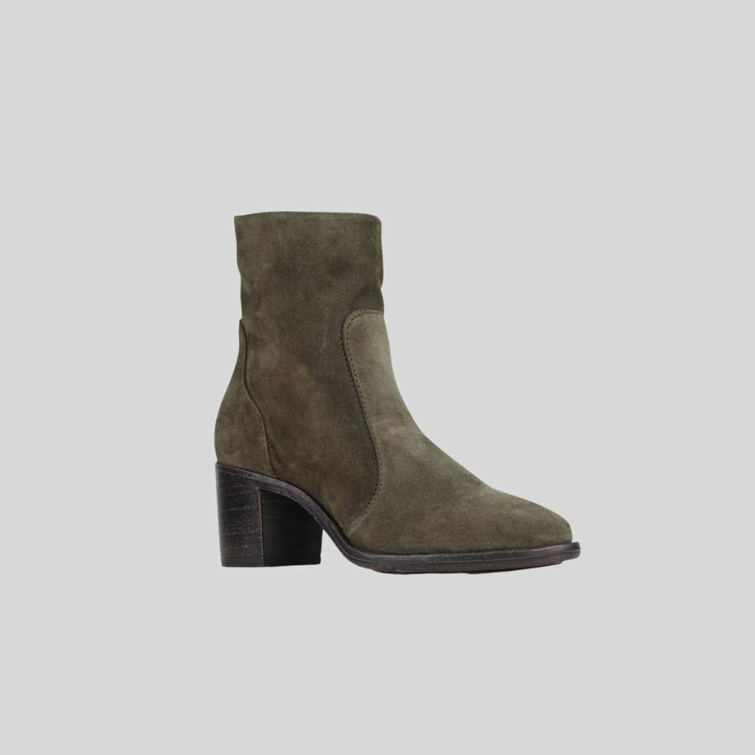 Eos boots green artichoke suede boots with mid heel height