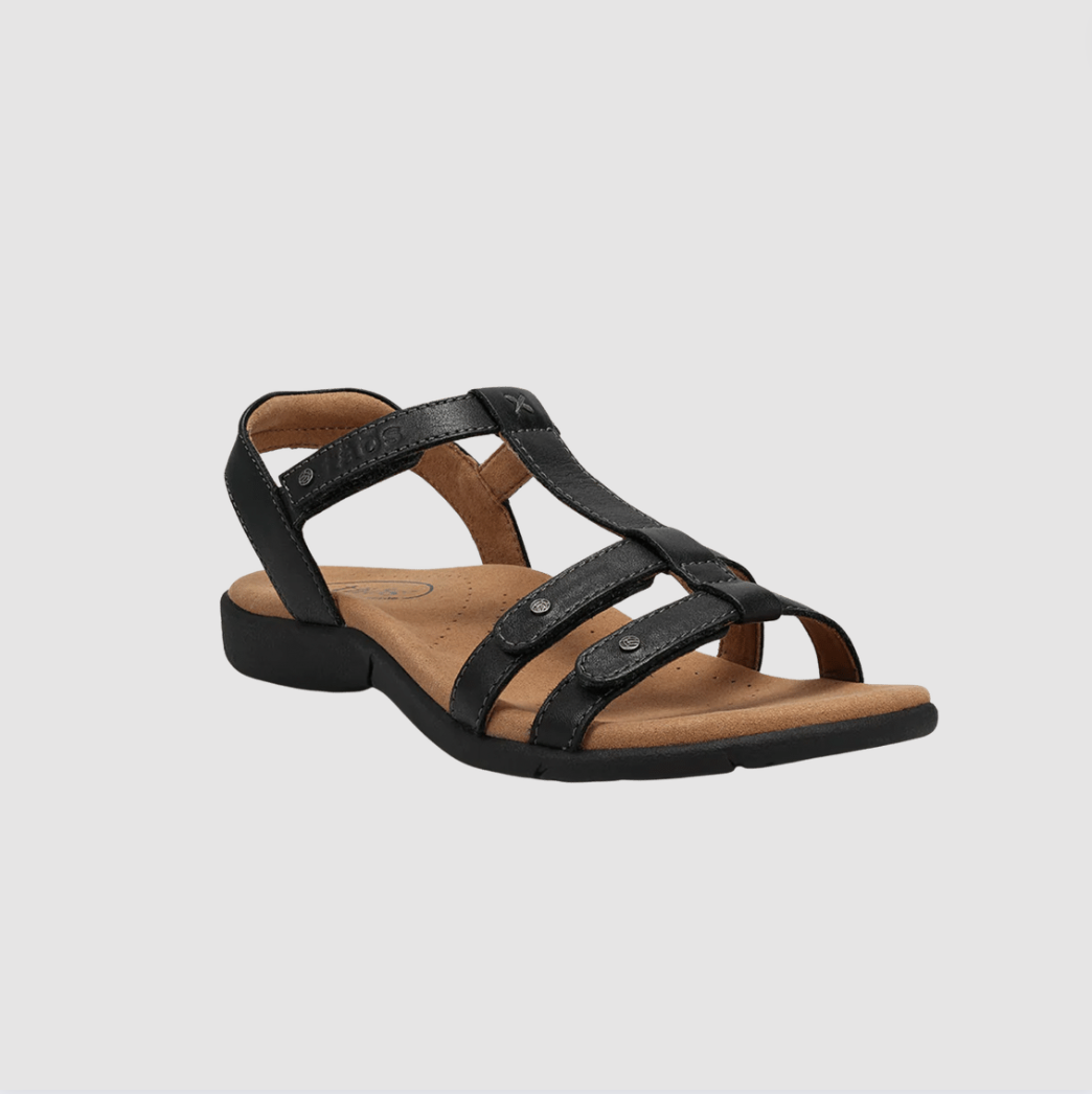 Taos Shoes Trophy Black Leather Upper Travel Sandals