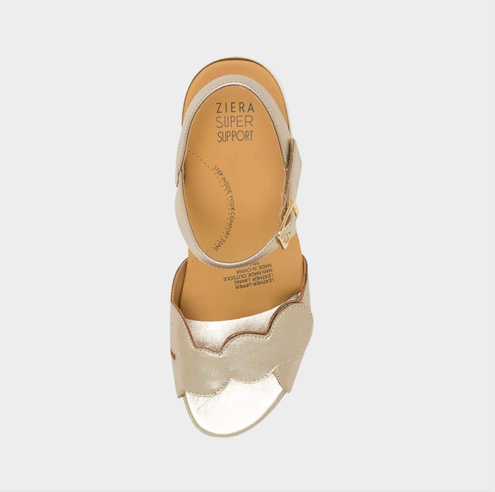 pale gold supportive sandals by Ziera 