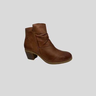 Tan boots with 5.5 cm heel and side zip zeta shoes