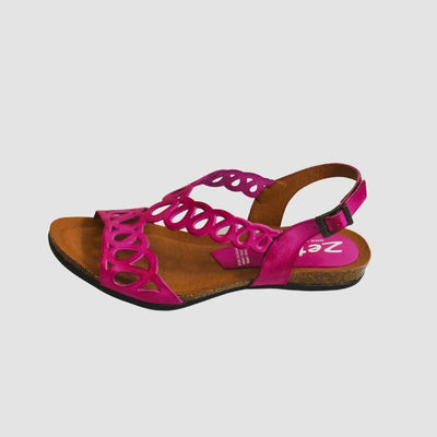 pink zeta fuxia leather shoe with circle straps