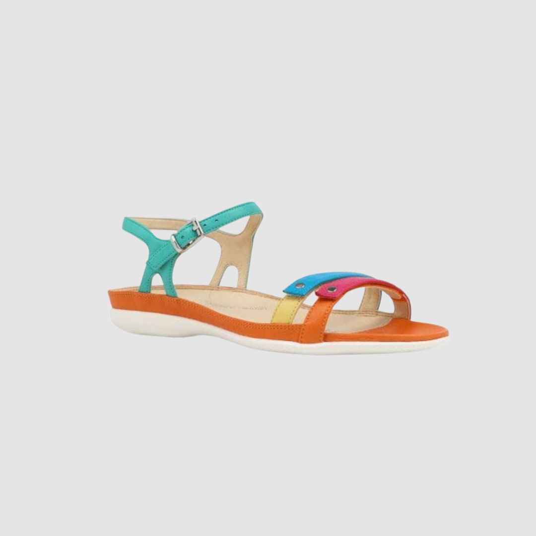 Bright Multi sandal with adjustable straps across toe area