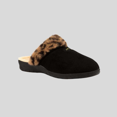 ziera black leopard slippers